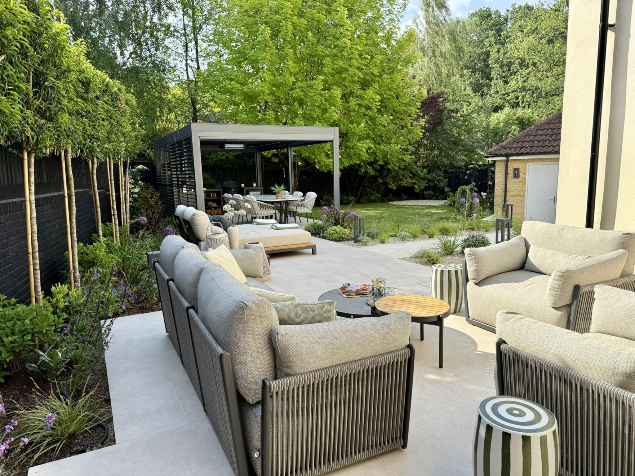 The after image of the garden in Warley, Essex following a full re-design of front and rear garden and driveway.